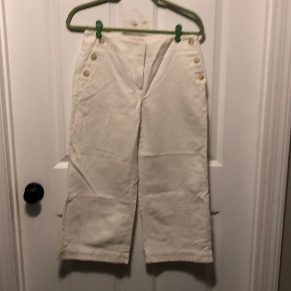 Off white cropped wide legs
